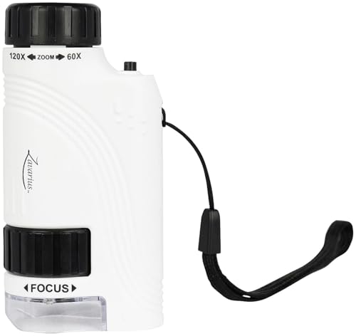 Zavarius Mikroskop: LED-Taschenmikroskop mit asphärischem Linsensystem, 60x-120x (Taschen-Mikroskop, für Kinder,
