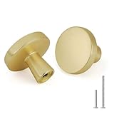 goldenwarm 10pcs Gold Cabinet Knobs for Dresser Drawers Kitchen Hardware Handles Brushed Brass Modern Round Knob,Zinc Alloy