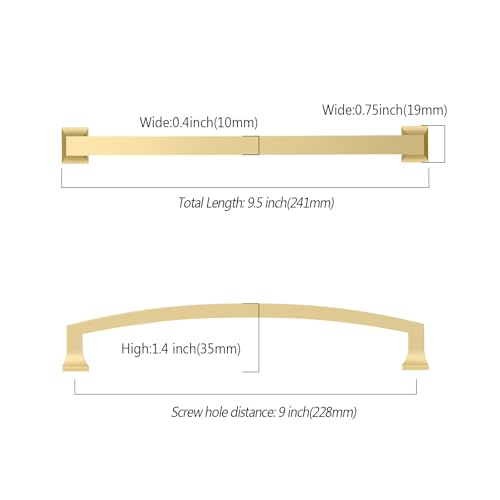 Asidrama 10 Pack 9 Inch(228mm) Brushed Gold Kitchen Cabinet Handles, Cabinet Pulls Kitchen Cabinet Hardware for Cupboard Drawer Pulls by Asidrama - Used condition - Image 2