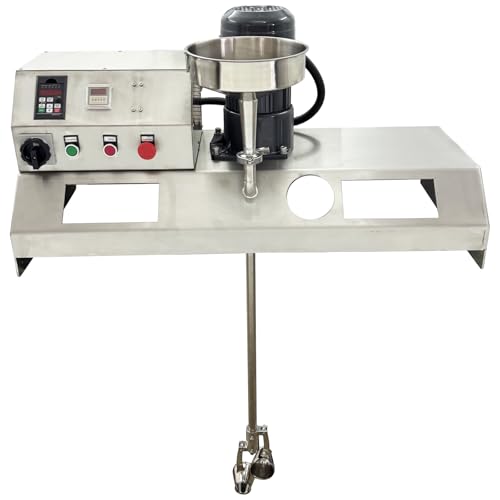 EQCOTWEA Electric IBC Tote Mixer Agitator 304 Stainless Steel with Variable Frequency Control, 1000L(264.2 Gal) Low Profile Mixer for Paint/Food/Industrial Use 0-180RPM 110V