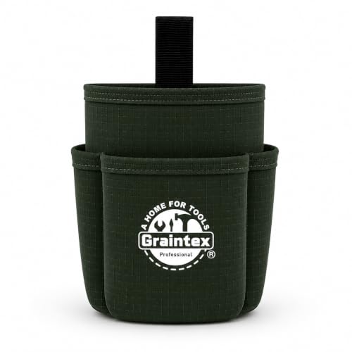 Graintex Multipurpose Clip-on Canvas Tool Pouch, 7.5 x 5 Inch, Ripstop Material, 5 Pockets, Utility Belt Bag for Carpenter, Contractor, DIY - Hunter Green