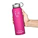 Swig Savvy Water Bottles Stainless Steel - Vacuum Insulated Water Bottle + Stainless Steel Leak & Sweat proof Cap Double Wall Thermos Flask For Hot or cold Beverages (Pink, 40oz)