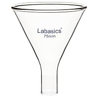 Labasics Glas Pulver Trichter, schwerer Wand Borosilikatglas kurzer Stiel Trichter mit 75 mm Spitzendurchmesser und 31 mm Stiel Durchmesser
