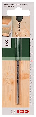 Bosch 1x Holzspiralbohrer (für Weichholz, Hartholz, Zubehör Bohrmaschine), 3 mm