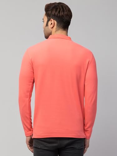 Image of Corsair Blue Men's Regular Fit 100% Cotton Collar Neck Full Sleeve Plain Solid Polo T-Shirt with Pocket Navy Green-Apple Dark-Green Crimson Plus (M - 5XL)