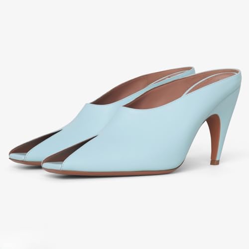 Patent Leather Open Toe Stiletto High Heeled Peep Sandals for Women,Women's Open Pointed Toe Minimalist Solid Colors Pumps Raffia Sandals Mules Fashion Slip-on Backless Heels Prom Party Date Daily Comfortable Casual Dress Office Summer Shoes2