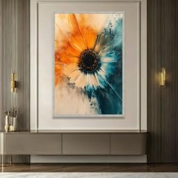 Grande toile décorative tournesol tableau abstrait mural 30x40 - 3