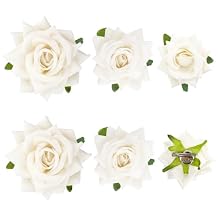 AHONEY Hair Clip 6 Pieces White Flower, 3 Sizes Floral Alligator Clips Boho Flowers Hair Pins Brooch Headpieces for Women Girls Hair Decor