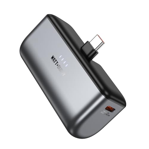 Watt Buddy Mini Power Bank 5000mAh – Lightweight Portable Charger with USB-C Fast Charging, Small Size Battery Pack for Phone, Tablet, Android, iPad, iPhone, Travel Essentials, USB Battery Charger
