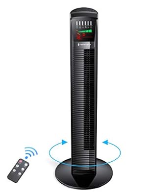 TaoTronics Tower Fan, 65°Oscillating Cooling Fan Powerful Floor Fan with Remote, LED Display, 9 Modes, Easy Clean, Up to 12H Timer, Bladeless Standing Fan Portable for the Whole Room Home Office