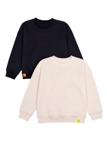 Image of KiddoPanti Boys Solid Round Neck Full Sleeve Fleece Sweatshirt | 60% Cotton 40% Polyester | Soft Warm Winter Pullover | Ribbed Cuffs & Hem | Casual Winter Sweatshirt for Kids