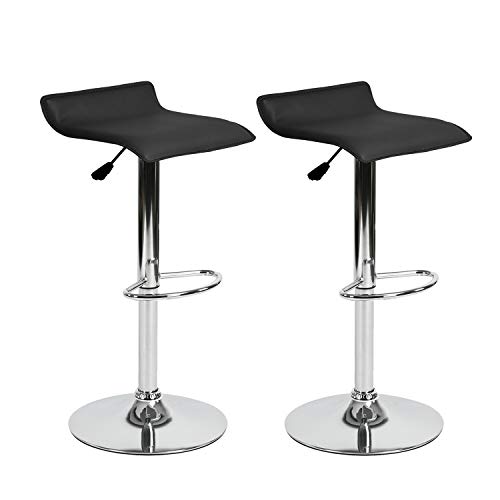 MEUBLE COSY Taburetes de Bar Juego de 2, Sillas de Cocina Regulables en Altura en Piel Sintética, Giratorio en 360° con Respaldo y Reposapiés, Acero Cromado Cover