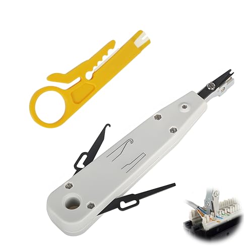 LSA Outil de Montage Pour Boîte Réseau, Outil de Poinçonnage avec Mini Pince à Dénuder Wire Punch Down Tool Des Prises Réseau Pour Panneaux de Brassage Prises Réseau et Câble D'Installation（Blanc）