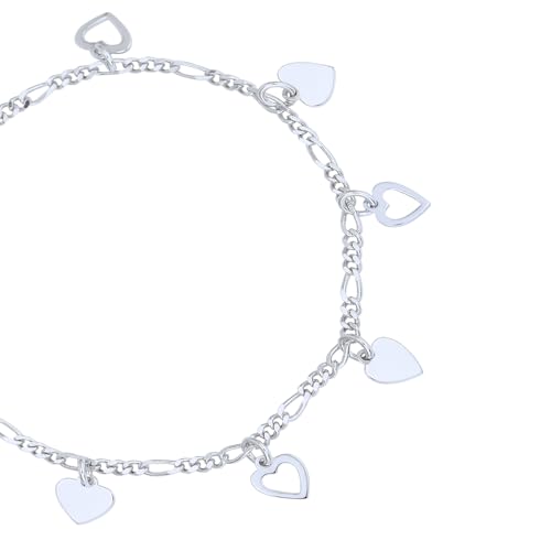 Sterling Silver Jewelry - Rhodium Plated with 925 Stamp - Hanging Open and Close Heart Bracelet - Elegant handcrafted - for Women - 6.5" long + 1" extender2