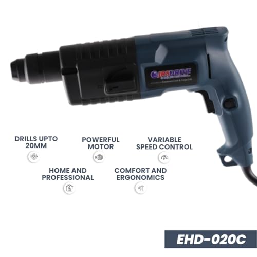 Image of EASTMAN 20mm Rotary Hammer Drill (EHD-020C) - 500W Heavy Duty SDS-Plus Drilling Machine | 5000 BPM Impact Rate | 1200 RPM Speed | Includes BMC Box, Free Drill Bits (6mm & 8mm) & Carbon Set