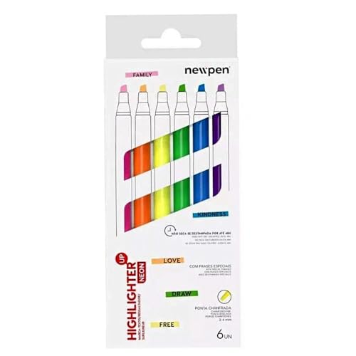 Marca-Texto, Office, Neon, Newpen, 14.028, 6 Cores Marca-Texto, Office, Neon, Newpen, 14.028, 6 Cores