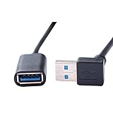 ViViSunUSB 3.0 L型 左右90°方向変換ケーブル タイプAオス- タイプAメス 超高速 5Gbpsのデータ転送同期リード USB 3.0 延長ケーブル (上L(0.25M), Black)