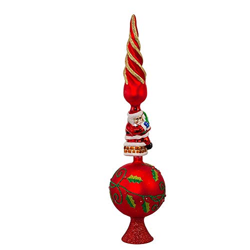 Kurt Adler Glass Santa Claus Design Treetop