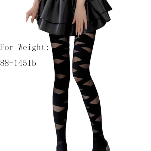 Mrotrida Women's Cross Stripe Tights Goth Cosplay Bandage Design Pantyhose Sexy Jk Y2k Halloween Stockings3
