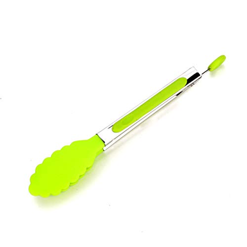 Kitchen Tongs - Non-Slip Smart Locking Stainless Steel Cooking Tongs with Stainless Steel Tips for Grilling BBQ Serving Salad Ice (Green)