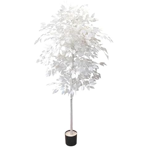 FUNORNAM 5ft Ficus Trees Artificial, Large White Fake Tree Faux Plant for Home Indoor Wedding Décor Cover