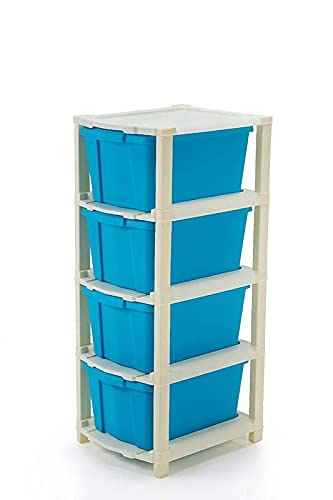 Image of 4 Layer Modular Drawer Storage Organizer for Home & Office ABS Plastic (Blue)