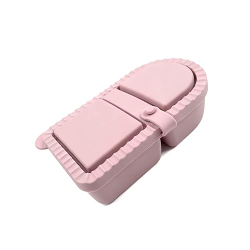 PLCPDM Lonchera de silicona con doble compartimento a prueba de fugas, portátil, apta para microondas y lavavajillas, caja de aperitivos de silicona