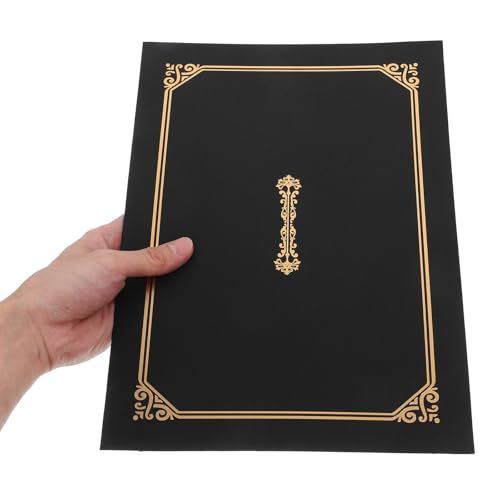 Toddmomy 5pièces Lot de Porte-certificats Papier Noir avec Dorure Couverture de Protection Élégante pour Diplômes Documents et Photos Cadre Pratique pour Présentation et Conservation – vue 3