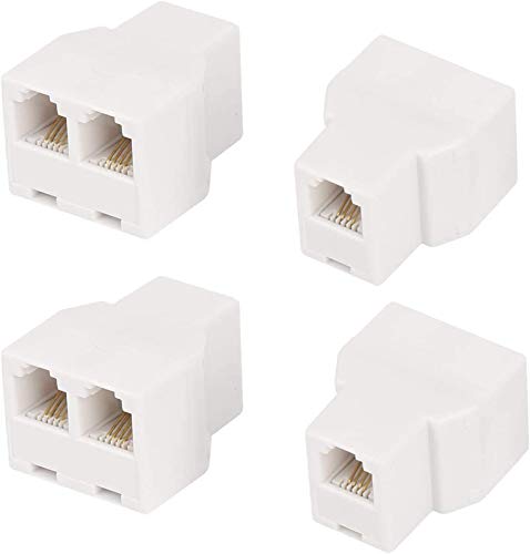 Image of Uvital RJ11 6P4C 1 Female to 2 Female Telephone Line Splitters, Telephone Landline Cable Connector and Separator(White,4 Pack)