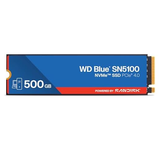 WD Blue SN5100 500GB NVMe SSD - M.2 2280, PCIe Gen 4.0, Internal Solid State Drive - Read Speeds Up to 6,600MB/s, Upgrade Storage for PC/Laptops - WDS500G5B0E