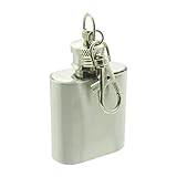 オーディオファン スキットル ヒップフラスコ ステンレス製 ボトル 携帯しやすいキーホルダー付き ちいさい 1oz (29.5ml)