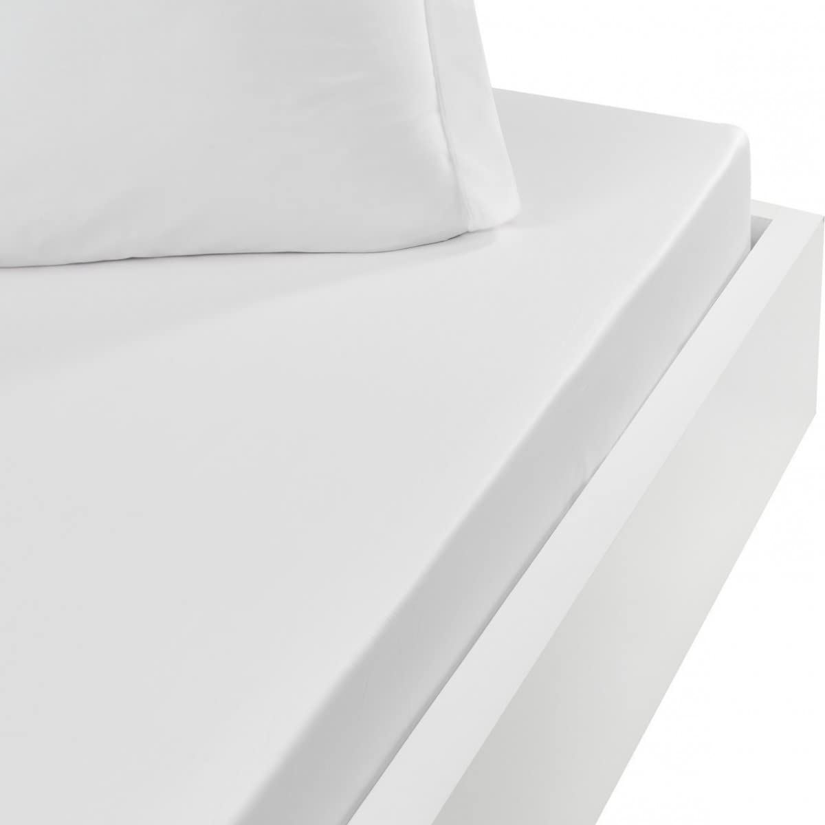 Sensei Maison - Drap Housse en Percale de Coton Bonnet 30 cm Soft Percale - 200x200 cm - Blanc