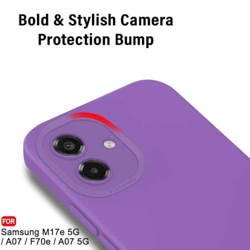Image of TheGiftKart Liquid Silicon Back Cover Case for Samsung Galaxy M17e 5G / A07 / F70e / A07 5G | Stylish Camera Protection Module | Micro-Fibre Lining Inside | Shockproof Cover Case (Silicone, Purple)
