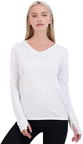 Denali Performance Women's Long Sleeve Bonita V-Neck T-Shirt w/UPF 50+ ProtectUV - Medium White