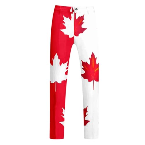 Tuxedo Suits for Men 2 Piece Canada Maple Leaf Printed Lapel V Neck One Button Blazer and Pant Matching Sets4