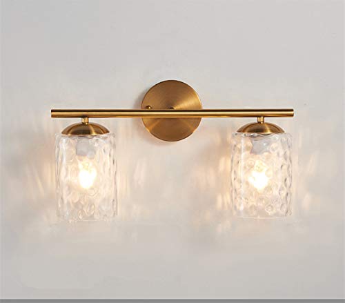 EFINEHOME Mid Century Modern Wall Sconces- Double Lights Wall Lamp with Glass Bucket- Golden 2 Light Wall Light Minimalist Vanity Fixture - Thumbnail 3