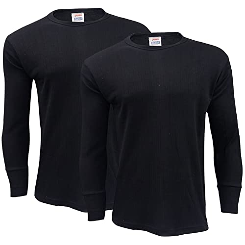 Gaffer 2 Pack Mens Thermal Top Long Sleeve T Shirt Warm Underwear Baselayer Thermals Winter Ski Wear BLK M