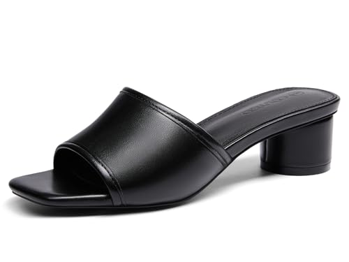 Image of Coutgo Women's Square Open Toe Chunky Heel Slide Sandals