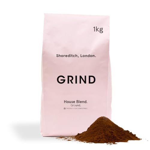 Grind House Blend Ground Coffee 1kg Bag 100% Arabica Suitable for Cafetière Moka Pot AeroPress and Filter Brew Ethically Sourced and Locally Roasted Medium Roast