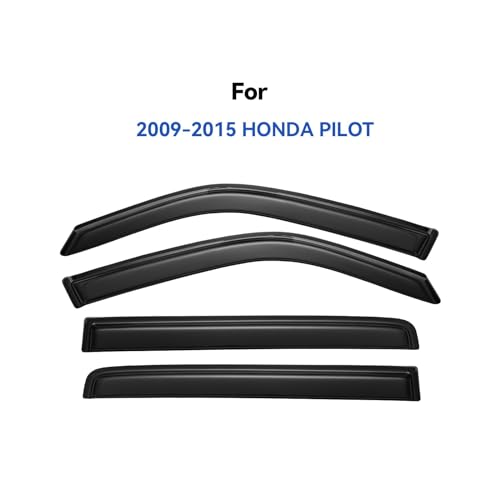Image of Window Visors Rain Guards Shield for 2009 2010 2011 2012 2013 2014 2015 Honda Pilot, Out-Channel Window Vent Wind Deflectors Visors Shades for 09-15 Pilot