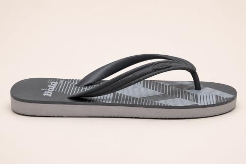 Image of Bata Men's Flip Flops Slippers, Grey Geometric Print