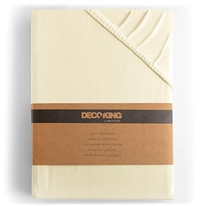 DecoKing Fitted Sheet Super Emperor 100% Combed Cotton Soft Jersey Bed Sheet 200x220-220x240 cm Cream Amber