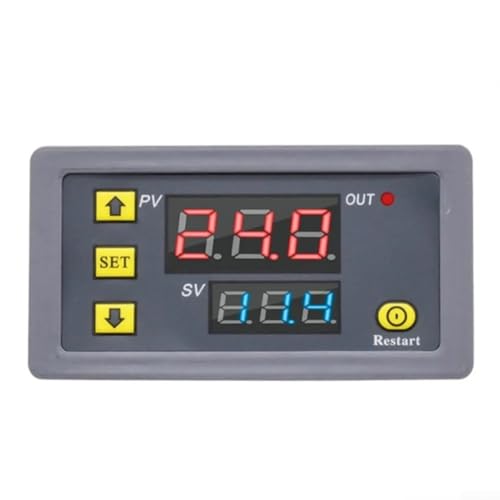 Honseadek Interruptor de control digital de 220 V para retardo para relé, pantalla LED dual, temporizador de ciclo