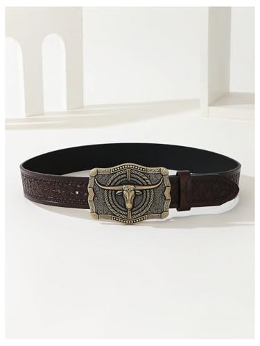 Men's Leather Buckle Belts Vintage Embossed Waist Western Belts for Jeans2