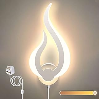Lightsjoy 10W Dimmable Led Wall Light Indoor Plug in Wall Light for Living Room Stepless Dimming Acrylic Wall Lamp for Bedroom Office Dining Room Hallway Wall Lighting Fixture with Switch - Right