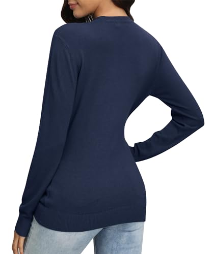 Image of EXCHIC Women's Long Sleeve V-Neck Casual Sweaters Fall Classic Soft Knit Top 2026 Fit Basic Pullover Tops