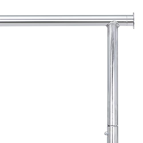 Nouva Rolling Garment Rack Clothing Rack With Wheels, Single-Rod Portable Heavy Duty Clothes Rack For Hanging Clothes Height Adjustable, Extendable, Chrome Sliver #TOP6