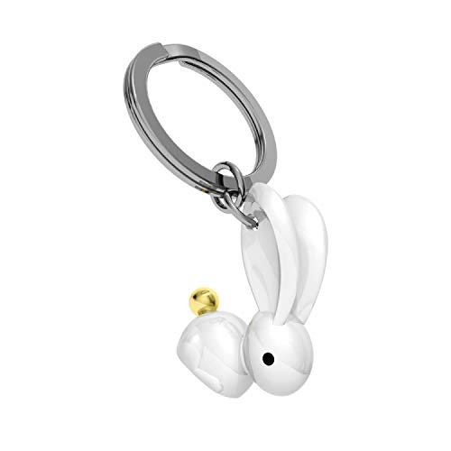 Meta[l]morphose Llavero Conejo con Orejas largas. Llavero Conejito Blanco con Cola Dorada. Acabados Premium Cover