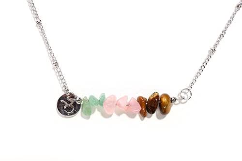 MJartoria Zodiac Sign Choker Necklace & Bracelet Set – Natural Stone Crystal Healing Jewelry Gift For Women - View #4