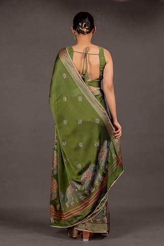 Image of MIRCHI FASHION Saree for Woman Chiffon Foil Work Floral Printed | Ethnic Sari for Function and Farewell with Unstitched Blouse Piece (Available in 15 Colors)
